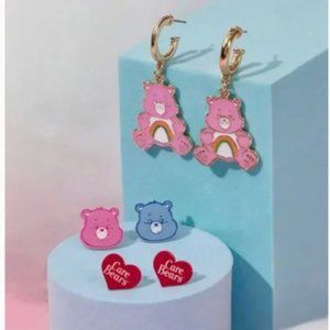 ⭐️❤️ FREE Bears Chic Glam Hoop Stud Hoop Care Animal Trendy Kids Girly Earrings